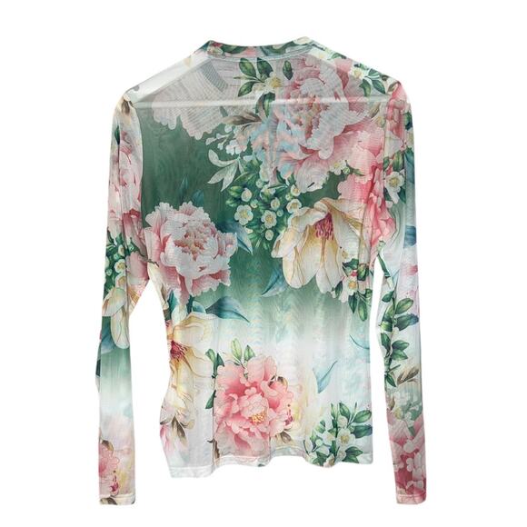 Johnny Was Jade Natalie Long Sleeve Mesh Tee Shirt Top Size Large Lightweight - Picture 8 of 11